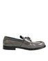 Dolce & Gabbana Metallic Silver Logo Slip On Men Dress Shoes