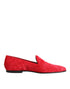 Dolce & Gabbana Red Jacquard Loafers Formal Men Dress Shoes