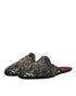 Dolce & Gabbana Black Floral Jacquard Slides Slippers Shoes
