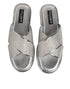 Dolce & Gabbana Silver Strass Slides Flats Slippers Shoes