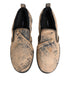Dolce & Gabbana Beige Cotton Low Top Slip On Sneakers Shoes