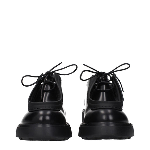 Prada Black Leather Oxfords And Derbies
