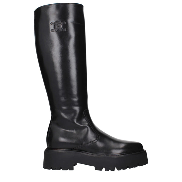 Celine Black Leather Ankle Boots