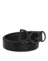 Dolce & Gabbana Black Exotic Leather Metal Logo Buckle Belt