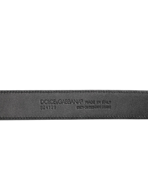 Dolce & Gabbana Black Exotic Leather Metal Logo Buckle Belt