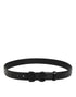 Dolce & Gabbana Black Exotic Leather Metal Logo Buckle Belt