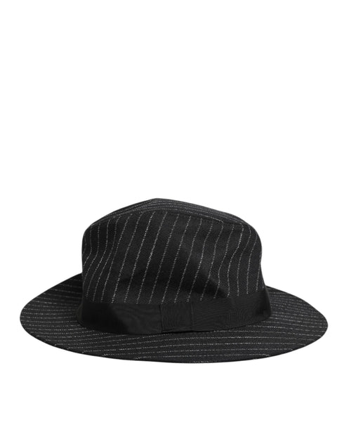 Dolce & Gabbana Black Striped Virgin Wool Men Fedora Capello Hat