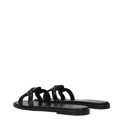 Versace Black Leather Slippers Sandals