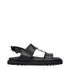 Versace Black Leather Flat Sandals