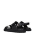 Versace Black Leather Flat Sandals