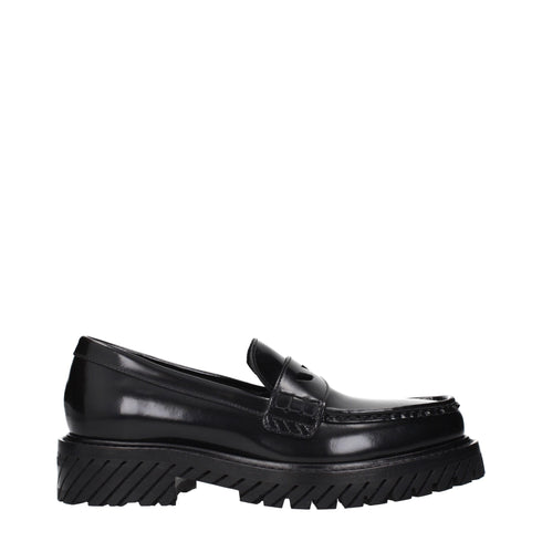 Off-White Black Leather Slip-On Loafers