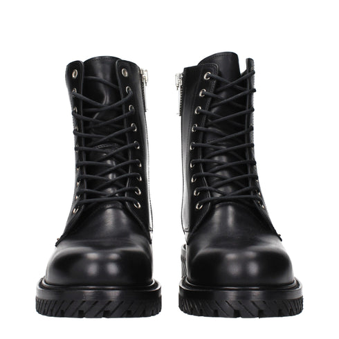 Off-White Black Leather Ankle Boots