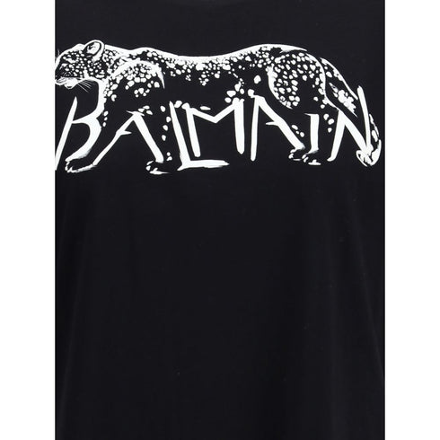 Balmain T-shirt with Leopard Print