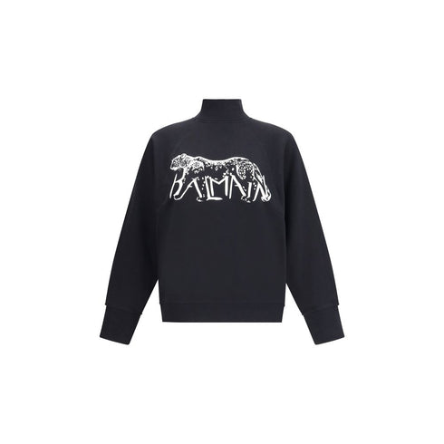 Balmain Leopard Print High-neck Sweatshirt