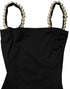 Dolce & Gabbana Black Faux Pearl Cotton Sheath Mini Dress