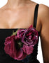 Dolce & Gabbana Black Flower Applqies Bodycon Sheath Dress