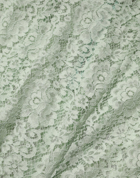 Dolce & Gabbana Mint Green Floral Lace Trim Midi Dress