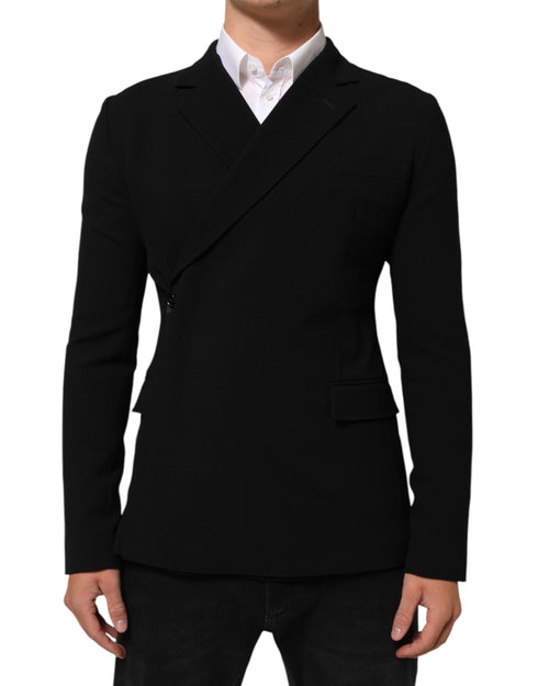 Dolce & Gabbana Black Wool Double Breasted Men Jacket Blazer