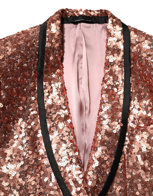 Dolce & Gabbana Pink Sequin SICILIA 1 Button Men Suit Blazer