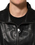 Dolce & Gabbana Black Leather Full Zip Biker Blouson Jacket