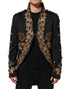 Dolce & Gabbana Black Brocade Embroidery Men Coat Jacket