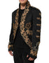Dolce & Gabbana Black Brocade Embroidery Men Coat Jacket