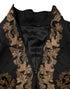 Dolce & Gabbana Black Brocade Embroidery Men Coat Jacket