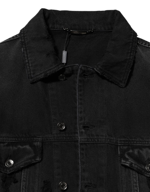 Dolce & Gabbana Black Cotton Stretch Denim Blouson Jacket