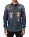 Dolce & Gabbana Blue Angel Patch Denim Buttoned Down Men Shirt