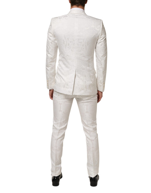 Dolce & Gabbana White Brocade 2 Piece MARTINI Formal Suit
