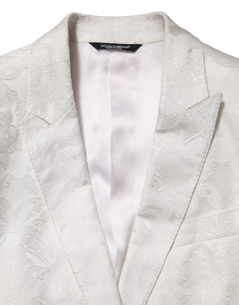 Dolce & Gabbana White Brocade 2 Piece MARTINI Formal Suit