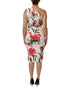 Dolce & Gabbana White Floral One Shoulder Sheath Dress