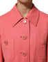 Dolce & Gabbana Pink Buttoned Down Trench Coat Jacket