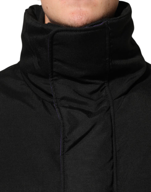Dolce & Gabbana Black Nylon Puffer Men Full Zip Jacket