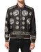 Dolce & Gabbana Black "Monete" Coin Print Silk Bomber Jacket