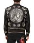 Dolce & Gabbana Black "Monete" Coin Print Silk Bomber Jacket