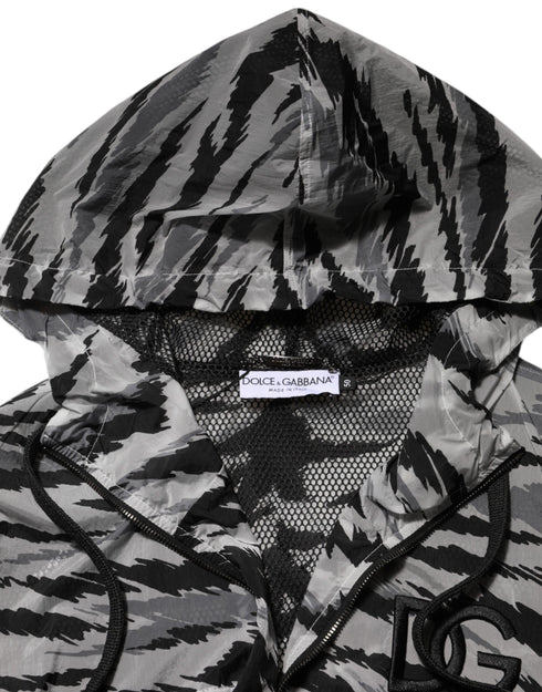 Dolce & Gabbana Gray Camouflage Hooded Sweatshirt Jacket