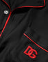 Dolce & Gabbana Black Red Contrast Trim Silk Casual Shirt