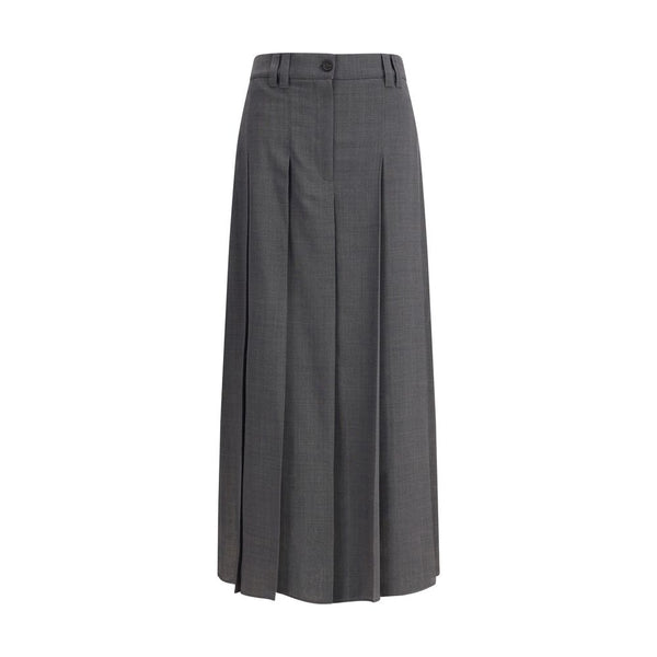 Brunello Cucinelli Pleated long Skirt in virgin wool techno gauze