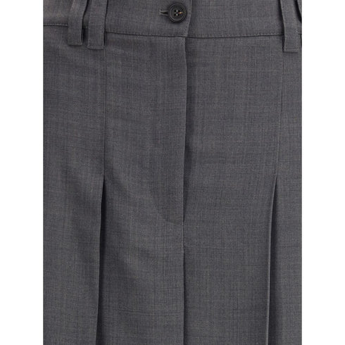 Brunello Cucinelli Pleated long Skirt in virgin wool techno gauze