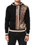 Dolce & Gabbana Black Leopard Logo Hooded Sweatshirt Sweater