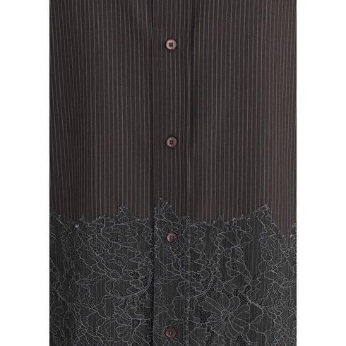 Fendi Pinstripe Wool and Lace Shirt