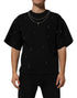 Dolce & Gabbana Black Polyester Necklace Embellished T-shirt