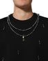 Dolce & Gabbana Black Polyester Necklace Embellished T-shirt
