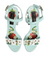 Dolce & Gabbana Mint Green Floral Studs Heels Sandals Shoes