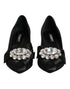 Dolce & Gabbana Black Satin Bow Crystal Embellishment Pumps Shoes