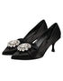 Dolce & Gabbana Black Satin Bow Crystal Embellishment Pumps Shoes