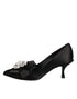 Dolce & Gabbana Black Satin Bow Crystal Embellishment Pumps Shoes
