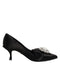 Dolce & Gabbana Black Satin Bow Crystal Embellishment Pumps Shoes