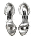 Dolce & Gabbana Silver Leather Platform Keira Sandals Shoes